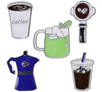 FRCOLOR Set de 5 Broches Creativos de Aleación para Ropa y Mochila, Diseño de Cafetera Único y Divertido, Accesorios Fáciles de Guardar y Seguros para Uso Diario