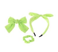 FRCOLOR Set de Accesorios Cabello Incluye Diadema, Lazo y Coletero en Verde Claro de Tela Diseño Elegante para Niñas y Mujeres para Uso Diario y Fiestas