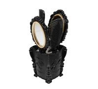 FRCOLOR Set De Cepillos Cabello y Peine Desenredante Vintage 5 Piezas Tamaño Mediano Para Mujeres y Hombres Uso Diario Con Portacepillos Negro