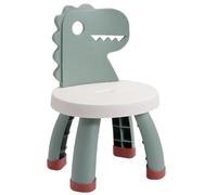 FRCOLOR Silla Infantil Ergonómica Respaldo de Dinosaurio, Taburete de Plástico Verde Antideslizante, Tamaño Mediano, Asiento Cómodo para Estudio y Uso Doméstico