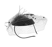 FRCOLOR sombrero de formal paseo puesto tocado de novia nupcial Armada real fascinador para la boda diadema fascinante para mujer accesorios para el cabello para mujeres Malla Negro