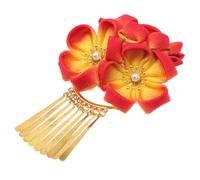 FRCOLOR Sombrero tipo kimono pelucas wig fotografia hair clips charms vestido de flecos tocado de borla tocado de fotografía Boda horquilla elegante pinza de pelo decoración algodón Orange
