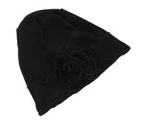 FRCOLOR Sombrero Turbante para Quimioterapia Mujer, Gorro Oncológico Gran Flor Negra, Tejido Transpirable y Elástico, Talla Única, Accesorio Cómodo para Pérdida de Cabello en Tratamientos