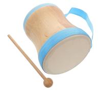 FRCOLOR Tambor de Mano Infantil de Madera con Piel de Azul Instrumento de Percusión Portátil para Educación Musical Jardín de Infancia Incluye Baqueta para Profesores