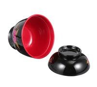 FRCOLOR Tazón de Miso Japonés de Plástico Negro para Sopa y Fideos, Diseño Elegante y Práctico para Uso Diario y Reuniones Casuales