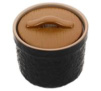 FRCOLOR Tazón de Sopa de Cerámica con Tapa Olla de Sopa de Cerámica 300ml Negro Reutilizable Retención de Calor para Cocinar al Vapor y Preparar Platos Nutritivos