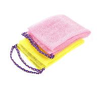 FRCOLOR Toalla Exfoliante Corporal para Ducha 2 Unidades Tamaño Pequeño Cuerda para Tirar, Depurador de Espalda, Herramienta Exfoliante para Baño y Ducha, Uso Personal, Colores Rosa