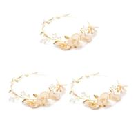 FRCOLOR Tocado Boda 3 Piezas Diadema Para Boda Lazo Para El Cabello Dama Honor Tiara Accesorio Para El Cabello Niña Las Flores Pañuelos Diadema Flores Novia Versión Coreana