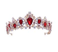 FRCOLOR Tocado De Novia Glamoroso Con Real De Cristal Rojo Para Mujer Para Fiestas Nupciales Diseño Exquisito Y Deslumbrante