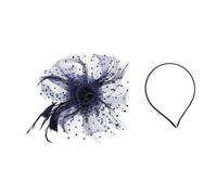 FRCOLOR Tocado de plumas con red de flores y plumas, velo de boda, horquilla para el pelo, coletero de fiesta, tocado de malla, diadema, vestido de novia, bufanda