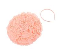 FRCOLOR Tocado Grande de Flores Plisadas Rosa Borde de Perlas para Mujer, Diadema de Malla de Poliéster Suave, Accesorio Floral Desmontable Adecuado para Fiestas de Té, Bodas y Cócteles