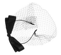 FRCOLOR Tocado Retro de Malla Negra con Velo y Lazo para Mujer, Diadema Transpirable y Versátil para Bodas y Funerales Elegantes