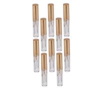 FRCOLOR Tubos de Brillo de Labios Vacíos Transparentes 10 Unidades 2,5 Ml Diseño Ondulado Dorado para Maquillaje Profesional y Cuidado Labial Portátil