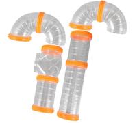 FRCOLOR Túnel para Hámster DIY Tubo Plástico Resistente Color Claro y Naranja Conector Transparente, Accesorios para Jaulas de Hámster, Juguete Laberinto para Pequeños Roedores, Expansión