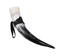 FRCOLOR Vaso de Cuerno Vikingo 300-380 Ml de Carne Natural Soporte, Copa para Cerveza E Hidromiel, Accesorio para Celebraciones Culturales y Decoración Vintage