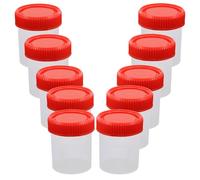 FRCOLOR Vasos de Muestra de Plástico PP 60 Ml Tapa Roscada Antiextravasación 10 Unidades para Análisis Médicos y Recogida Orina en Laboratorios y Uso Doméstico