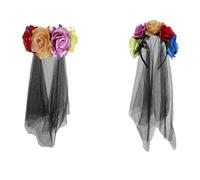 FRCOLOR Velo de Dacrón de para Maquillaje Halloween y Festivales, Diadema Ligera Hilo para Mujer
