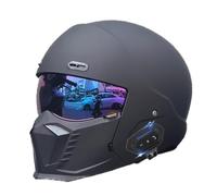 Frcychri Casco De Moto Bluetooth Casco Modular Abatible, Casco Integral De Motocicleta Homologado ECE con Visor Solar, Transpirable Y Cómoda, Casco para Hombre/Mujer D,X-Large