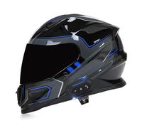 Frcychri Casco De Moto Bluetooth, Certificado ECE Casco De Moto Integral con Doble Visera, Ligero, Integral Cascos Moto Cara Completa, para Adultos, Mujeres Y Hombres. A,XL (61-62CM)