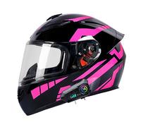 Frcychri Casco De Moto Bluetooth, Homologado ECE Casos para Motos Certificados con Visor Doble ANTIVAHO, Transpirable Y Cómodo, Carcasa Resistente, para Mujer Hombre Adultos 34,Large