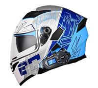 Frcychri Casco De Moto Bluetooth Intercomunicador Automático, Aprobado por ECE/Dot, Ligero, con Doble Visera, Flip-Up Modular Helmet, para Mujeres Y Hombres N,Large