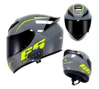 Frcychri Casco De Moto Modular Bluetooth External, Casco De Moto Certificado ECE con Doble Visera Anti-Rayas, Transpirable Y Cómoda, para Adultos Hombres Mujeres A,Large