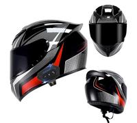 Frcychri Casco De Moto Modular Bluetooth External, Casco De Moto Certificado ECE con Doble Visera Anti-Rayas, Transpirable Y Cómoda, para Adultos Hombres Mujeres E,X-Large
