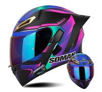 Frcychri Casco De Moto Modular Bluetooth, Integrado Casco Moto Cascos Integrales ECE Homologado, Adecuado para Hombres Y Mujeres Adultos I,Medium