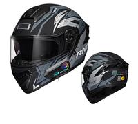 Frcychri Casco De Moto Modular Bluetooth Integradom, Casco De Moto Certificado ECE con Doble Visera Anti-Rayas, Casco Modular Abatible, Casco para Hombre/Mujer N,Large