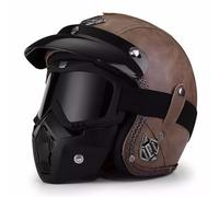 Frcychri Casco De Moto Retro 3/4 Alemana, Casco Retro Abierto con Visera Parasol, Homologación Dot/ECE, para Hombres Y Mujeres Adultos Half-Helme, para Moto De Crucero O Scooter K,2XL