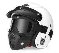 Frcychri Casco De Moto Retro 3/4 Alemana, Casco Retro Abierto con Visera Parasol, Homologación Dot/ECE, para Hombres Y Mujeres Adultos Half-Helme, para Moto De Crucero O Scooter J,2X-Large