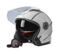 Frcychri Casco De Moto Retro 3/4 Alemana, Casco Retro Abierto con Visera Parasol, Homologación Dot/ECE, para Hombres Y Mujeres Adultos Half-Helme, para Moto De Crucero O Scooter A,X-Large
