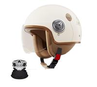 Frcychri Casco De Moto Retro 3/4 Alemana, Casco Retro Abierto con Visera Parasol, Homologación Dot/ECE, para Hombres Y Mujeres Adultos Half-Helme, para Moto De Crucero O Scooter W,M