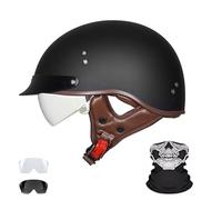 Frcychri Casco De Motocicleta Alemán Vintage, Homologación Dot/ECE, Scooter Crucero Bicicleta, para Hombres Y Mujeres Adultos Half-Helme C,L (58-59)