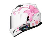 Frcychri Casco De Motocicleta con Bluetooth, Casco Integral con Certificación ECE con Doble Visera, Transpirable Y Cómodo, Motocicleta Mujer Y Hombre E,Large