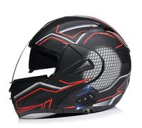 Frcychri Casco De Motocicleta con Bluetooth Externo, Casco Modular Plegable, Casco Integral para Motocicleta con Gafas De Sol Certificado por La ECE, para Mujeres Y Hombres U,X-Large (61-62)