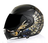 Frcychri Casco De Motocicleta Modular De Cara Completa con Bluetooth, Casco De Moto Certificado ECE con Doble Visera Anti-Rayas, Flip-Up Modular Helmet, para Mujeres Y Hombres Q,Small (55-56)