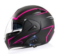 Frcychri Casco De Motocicleta Modular De Cara Completa con Bluetooth, Casco De Moto Certificado ECE con Doble Visera Anti-Rayas, Flip-Up Modular Helmet, para Mujeres Y Hombres N,X-Large (61-62)