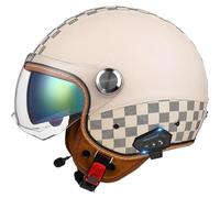Frcychri Casco De Motocicleta Retro 3/4 con Bluetooth, Casco Abierto para Motocicleta, Casco Jet Vintage para Adultos, Casco De Motociclista, Scooter, Turismo A,L=57~60CM