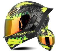 Frcychri Casco Integral Abatible Modular para Motocicleta Casco Integral Abatible para Motocicleta con Doble Visera Aprobado por Dot F,M=57~58cm