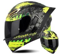 Frcychri Casco Integral Abatible Modular para Motocicleta Casco Integral Abatible para Motocicleta con Doble Visera Aprobado por Dot E,XL=61~62cm