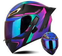 Frcychri Casco Integral Abatible Modular para Motocicleta Casco Integral Abatible para Motocicleta con Doble Visera Aprobado por Dot I,L=59~60cm