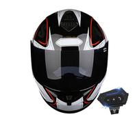 Frcychri Casco Integral Bluetooth Motocicleta, Ligero, con Doble Visera, Homologado ECE, Casco Integral De Motocicleta, Transpirable Y Cómoda,para Adultos Hombres Mujeres U,Large