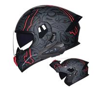 Frcychri Casco Integral Fibra Carbono con Spoiler Bluetooth, Casco Abatible, Asco Moto Choque Visera Sol Doble Cara Completa, Homologado ECE para Motocicleta, Scooter, Carretera Carreras D,2X-Large