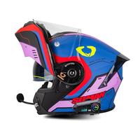 Frcychri Casco Integral Motocicleta Bluetooth, Casco De Moto Certificado ECE con Doble Visera Anti-Rayas, Transpirable Y Cómoda, Doble Visera, para Adultos Hombres Mujeres 8,X-Large