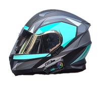 Frcychri Casco Integral Motocicleta Bluetooth, Casco De Moto Certificado ECE con Doble Visera Anti-Rayas, Transpirable Y Cómoda, Doble Visera, para Adultos Hombres Mujeres I,Middle