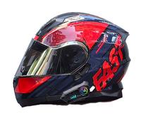 Frcychri Casco Integral Motocicleta Bluetooth, Casco De Moto Certificado ECE con Doble Visera Anti-Rayas, Transpirable Y Cómoda, Doble Visera, para Adultos Hombres Mujeres J,X-Large