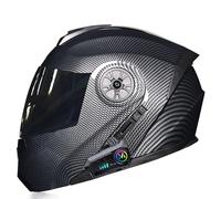 Frcychri Casco Integral Motocicleta Bluetooth, Casco Moto Certificado ECE con Doble Visera Anti-Rayas, Casco Modular Abatible, Ligero, con Doble Visera, para Adultos Hombres Mujeres T,Middle