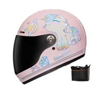 Frcychri Casco Integral Motocicleta para Niños, Homologado ECE con Visor Solar, Transpirable Cómoda, Cascos para Motocicletas Dcuatro Ruedas, Karts Calle, Scooters, Cruceros Ciclomotores D,Medium
