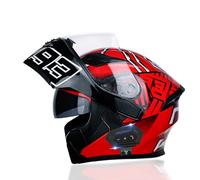 Frcychri Casco Modular para Motocicleta Bluetooth, Certificado ECE Doble Visera, Integral para Motocicleta, para Hombres Y Mujeres Adultos H,Small